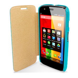 Leather Style Flip Case for Moto G - blue