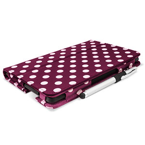 Stand and Type Case for Kindle Fire HD 2013 - Purple Polka