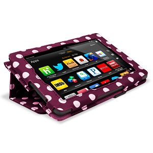 Stand and Type Case for Kindle Fire HD 2013 - Purple Polka