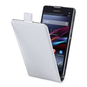 Muvit Slim Leather Style Flip Case for Sony Xperia Z1 Compact - White