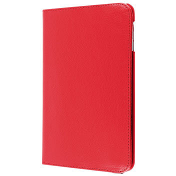 Leather-Style Rotating iPad Mini 3 / 2 / 1  Stand Case - Red
