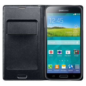 Official Samsung Galaxy S5 Flip Wallet Cover - Blue Black