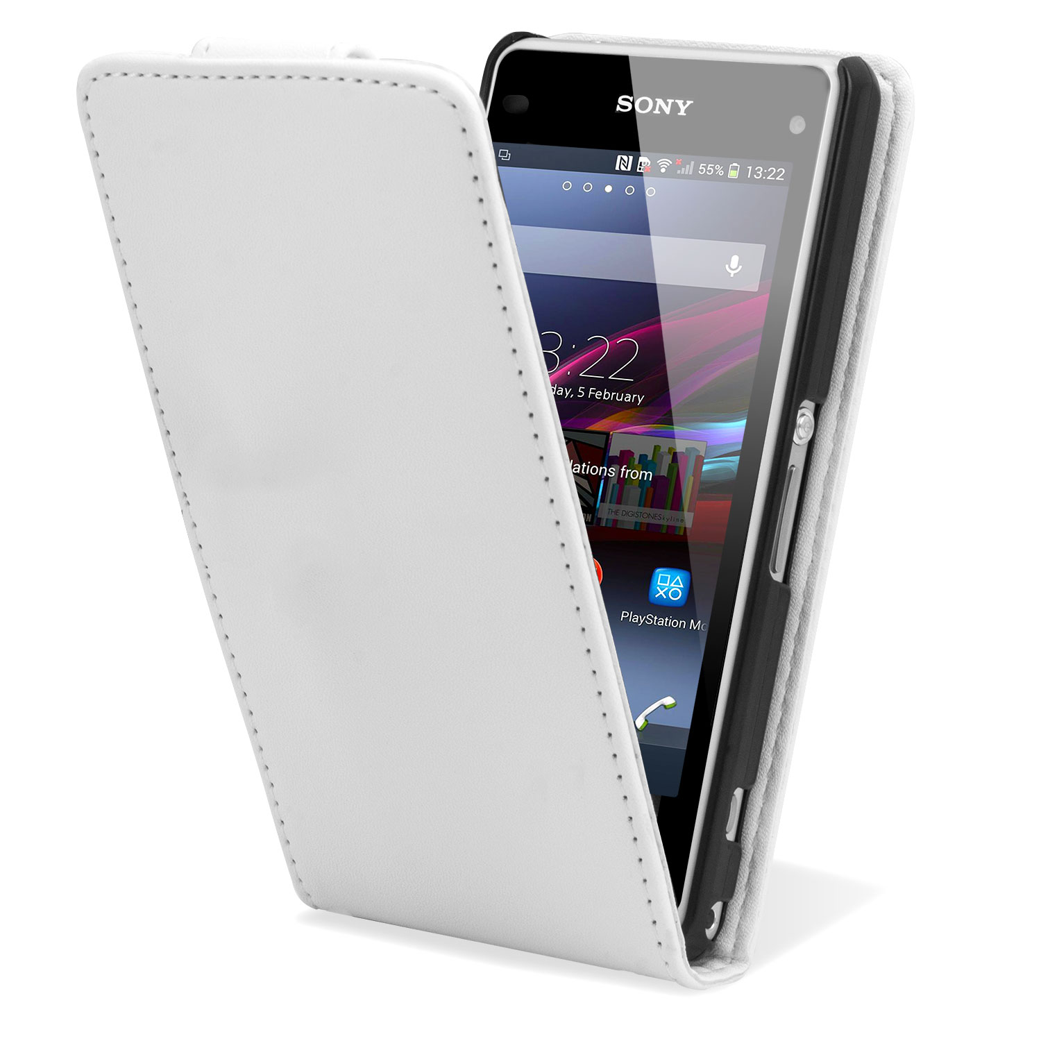 Qubits Faux Leather Flip Case for Sony Xperia Z1 Compact - White