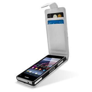 Qubits Faux Leather Flip Case for Sony Xperia Z1 Compact - White