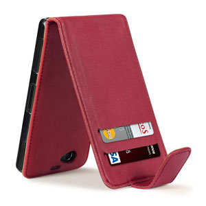 Qubits Faux Leather Flip Case for Sony Xperia Z1 Compact - Red
