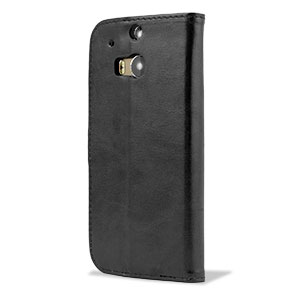Adarga Leather Style Wallet Case for HTC One M8 - Black