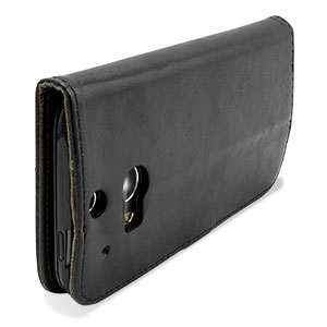 Adarga Leather Style Wallet Case for HTC One M8 - Black