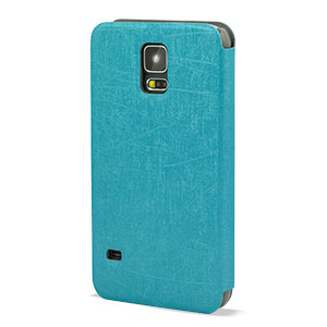 Pudini Samsung Galaxy S5 Flip and Stand Case - Blue