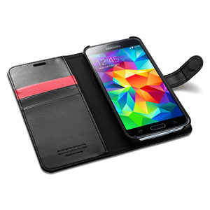 Spigen Slim Samsung Galaxy S5 Wallet Case - Black