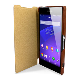 Pudini Leather Style Sony Xperia Z2 Stand Case - Brown
