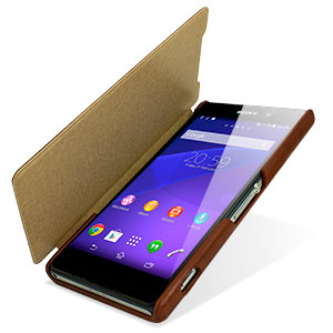 Pudini Leather Style Sony Xperia Z2 Stand Case - Brown