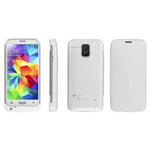Galaxy S5 Power Bank Flip Case - White
