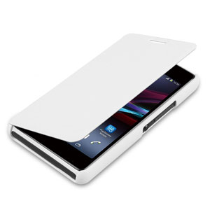 Housse Sony Xperia Z1 E1 Roxfit Book Flip – Blanche - profil