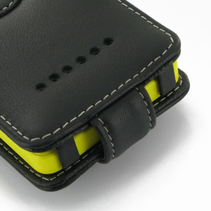 Pdair Leather Flip Nokia Asha 210 Case - Black