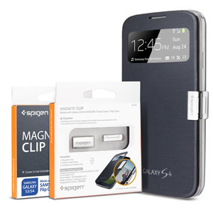 Spigen Magnetic Clip for Official Galaxy S4 S-View Cover - Silver