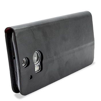 Adarga Leather-style HTC One M8 Wallet Case - Black