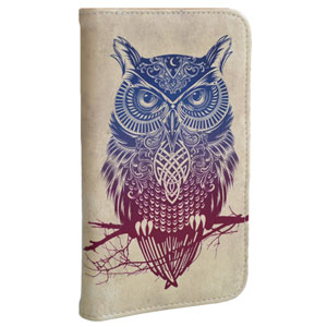 Create and Case HTC One M8 Book Stand Case - Warrior Owl