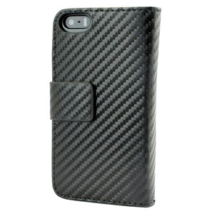 Slimline Carbon Fibre-Style iPhone 5S / 5 Horizontal Flip Case - Black
