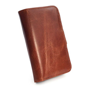 Tuff-Luv iPhone 5S / 5 Vintage Leather Wallet Case with RFID - Brown