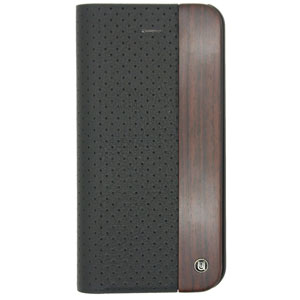 Uunique Textured Case With Wooden Panel for iPhone 5S/5 - Black