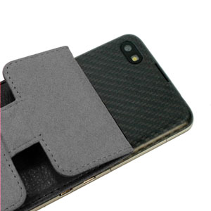Universal Carbon Fibre Style Smartphone Flip Case and Stand - Black