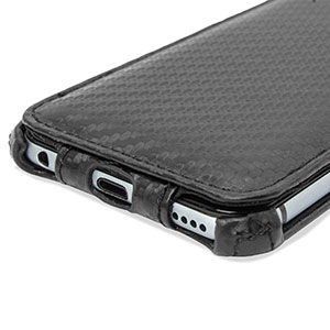 Encase Slimline iPhone 6 Carbon Fibre Leather-Style Flip Case - Black
