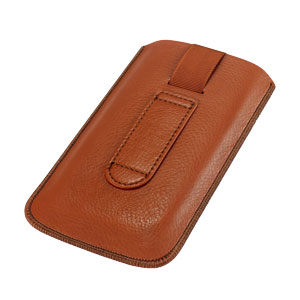 Universal Leather-Style Pouch for Smartphones - Tan