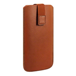 Universal Leather-Style Pouch for Smartphones - Tan