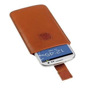 Universal Leather-Style Pouch for Smartphones - Tan