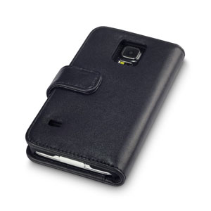Olixar Premium Samsung Galaxy S5 Genuine Leather Wallet Case - Black