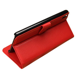 Adarga Leather-Style HTC Desire 816 Wallet Case - Red