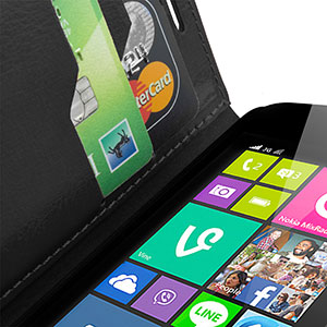 Encase Leather-Style Nokia Lumia 530 Wallet Case With Stand - Black