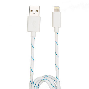 Melkco Braided Lightning Charge and Sync Cable 1M - White and Blue