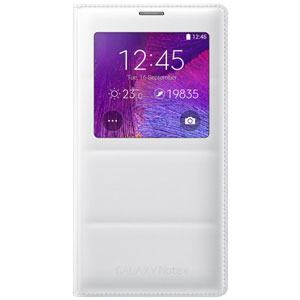 Official Samsung Galaxy Note 4 S View Wireless Charging Cover - White
