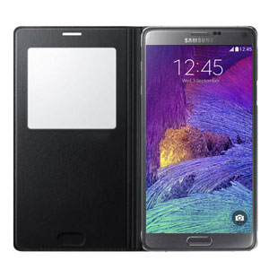 Official Samsung Galaxy Note 4 S View Cover Case - Smooth Black