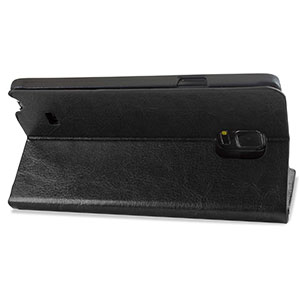 Encase Adarga Leather-Style Galaxy Note 4 Wallet Stand Case - Black