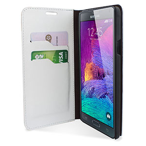 Encase Adarga Leather-Style Galaxy Note 4 Wallet Stand Case - White