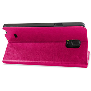Encase Adarga Leather-Style Galaxy Note 4 Wallet Stand Case - Pink