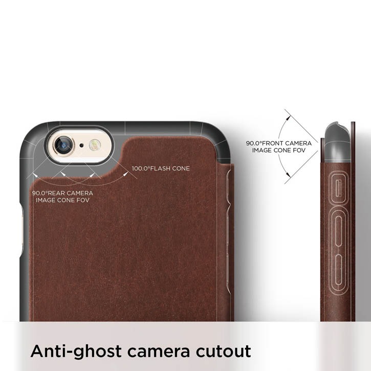 Elago Leather Flip Case for iPhone 6 - Metallic Grey and Brown