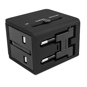 Olixar Worldwide Adapter with 2 USB Ports - Black
