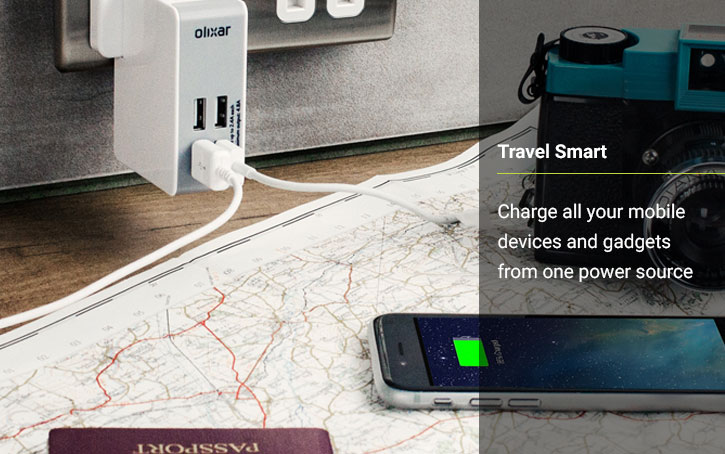 Olixar Travel Adapter with 4 USB ports 4.8A