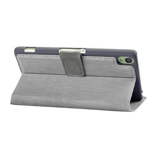 Encase Leather-Style Slim Sony Xperia Z3 Wallet Case With Stand - Grey