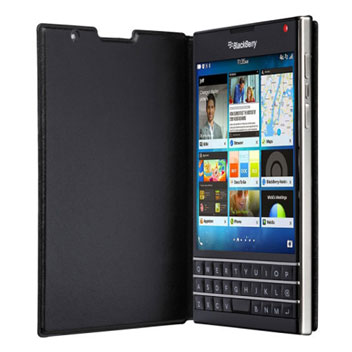 Official BlackBerry Passport Leather Flip Case - Black