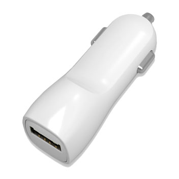 Universal 1A USB Car Charger - White