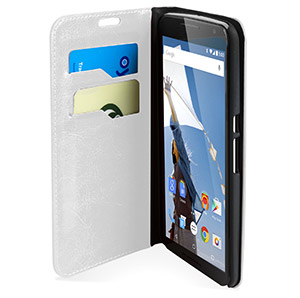 Housse Nexus 6 Encase Portefeuille Style Cuir – Blanche