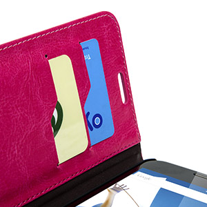Encase Leather-Style Nexus 6 Wallet Case - Hot Pink