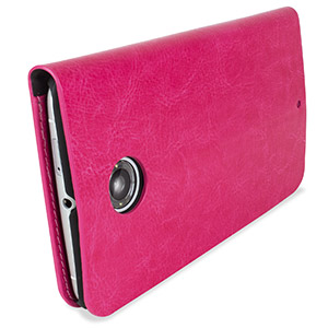 Encase Leather-Style Nexus 6 Wallet Case - Hot Pink