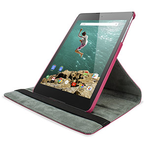 Encase Leather-Style Rotating Google Nexus 9 Case - Pink