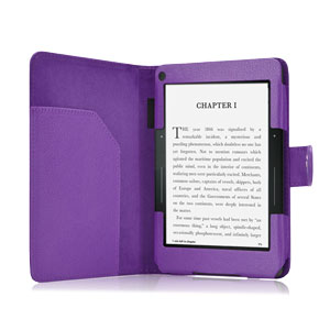 Encase Leather Style Amazon Kindle Voyage Folio Case - Purple