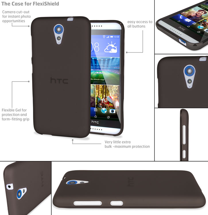 FlexiShield HTC Desire 620 Case - Smoke Black